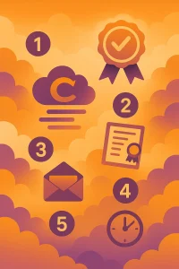 Step by step list of things to do in a cloudy landscape